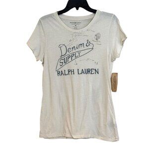 Denim & Supply Ralph Lauren Women's Short Sleeved Tee Shirt Cream Size M NWT